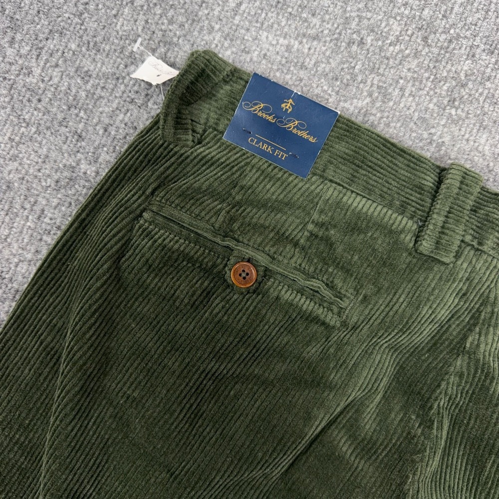 Brooks Brothers Corduroy Pant Men 32x32 (FIT 32x31) Green Clark Fit Stretch NEW